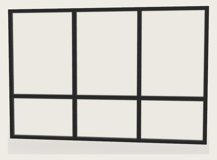 Six-pane fixed window wall - view from inside